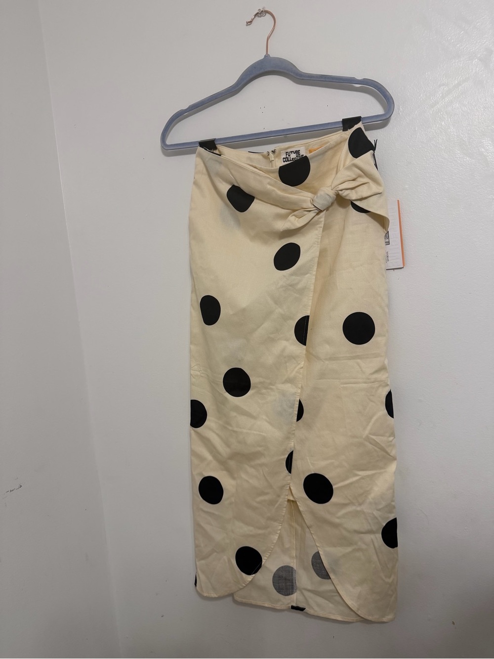 Target Cream Wrap Midi Skirt with Black Polka Dots